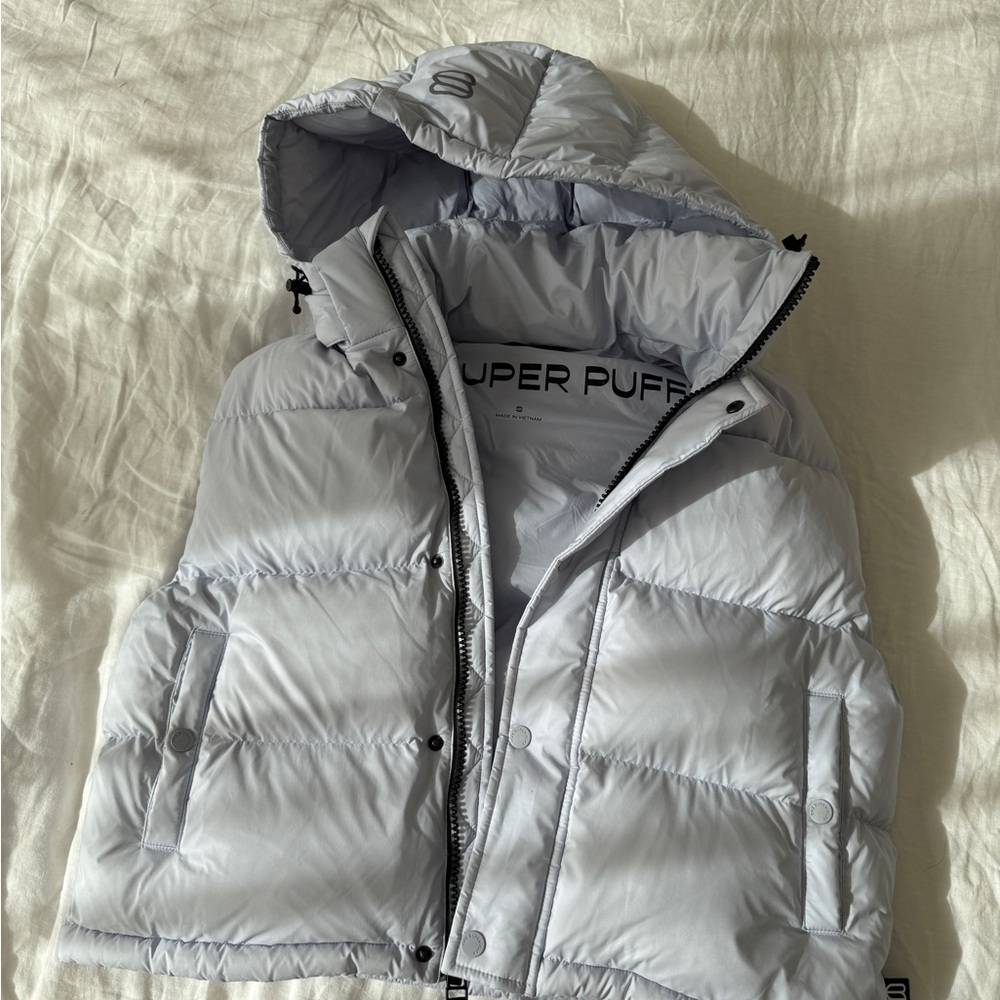 Aritzia Super Puff Vest Short in Blue Clement